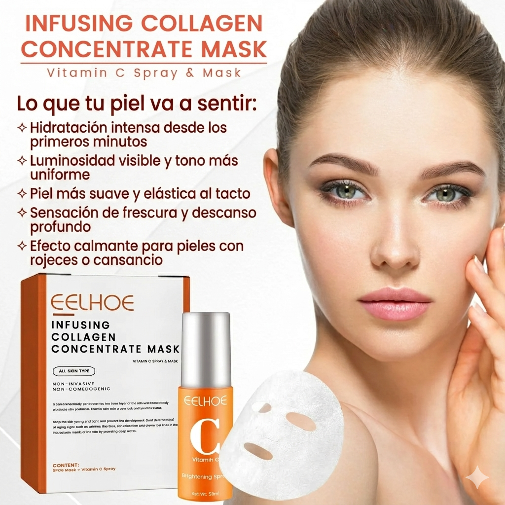 Kit Reparación Facial — Mascarilla de Colágeno Concentrado + Spray Vitamina C · EELHOE
