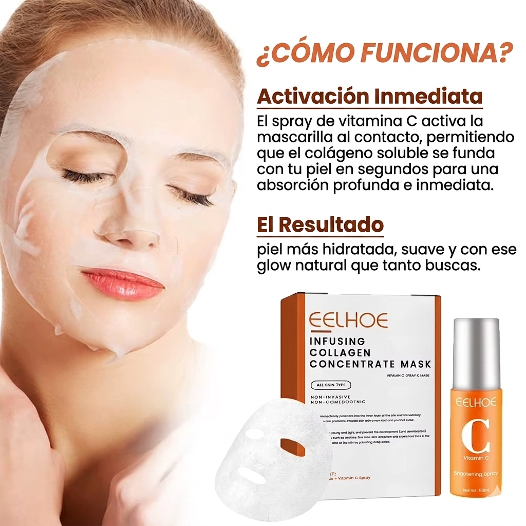 Kit Reparación Facial — Mascarilla de Colágeno Concentrado + Spray Vitamina C · EELHOE